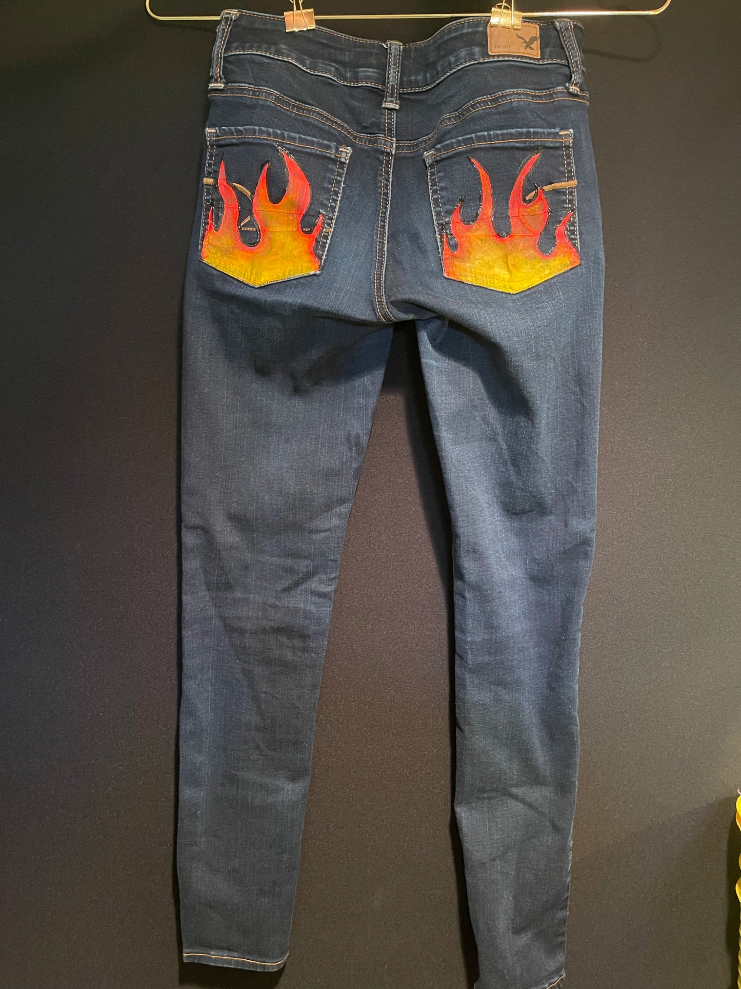 Flame Jeans Womens SIZE 0 Hand Painted Jeans