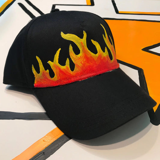 Flame Hat Adjustable Hand Painted Cap