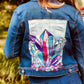 Crystal Womens LARGE Hand Painted Jean Jacket