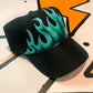 Blue Flame Cap - Hand Painted Hat