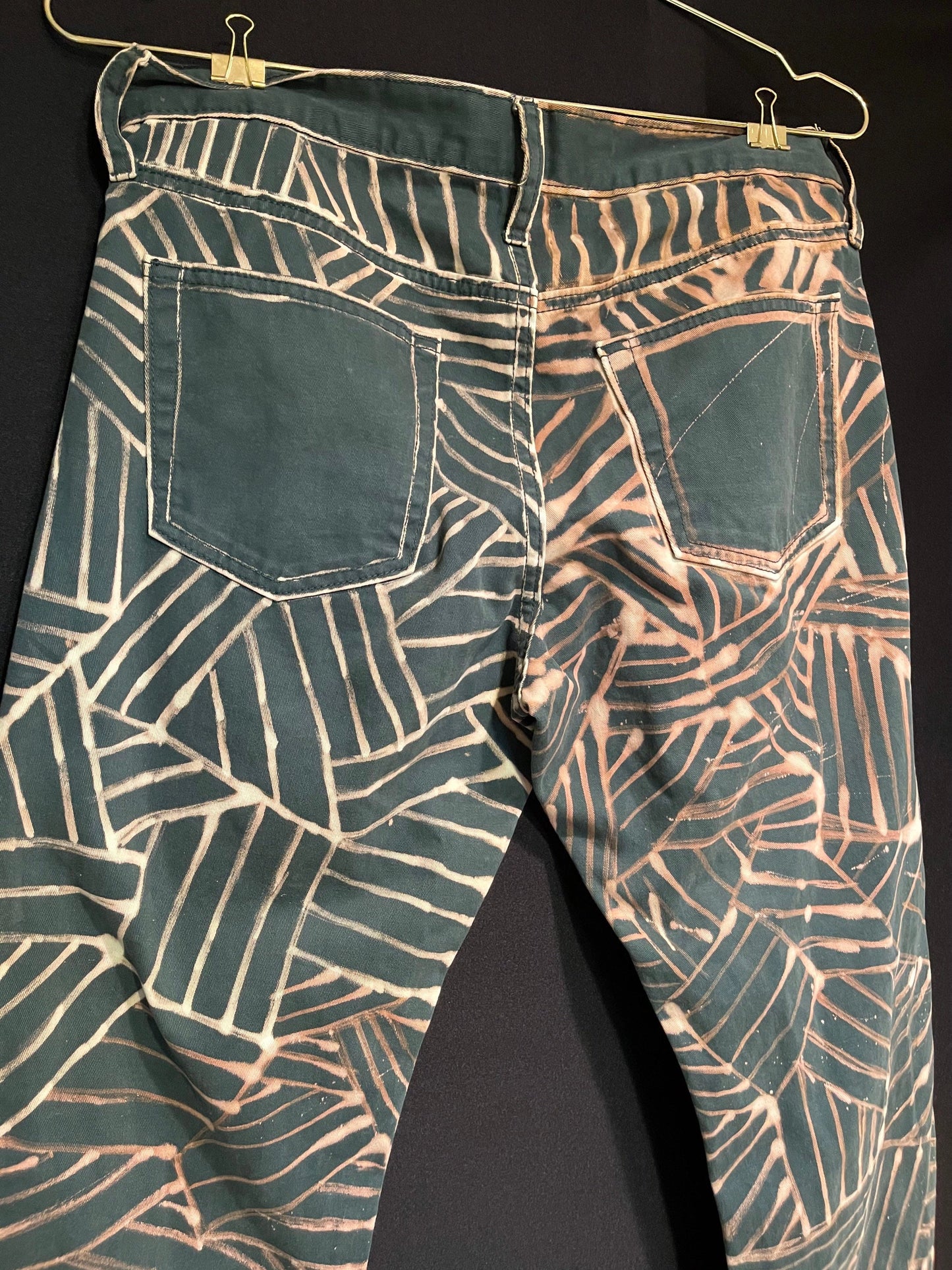 Bleach Lined Pants Mens SMALL30 Custom Hand Painted